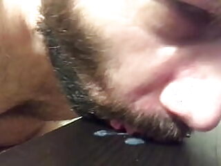 Sensual gay boy enjoys tasting his lover's hot load in his mouth.