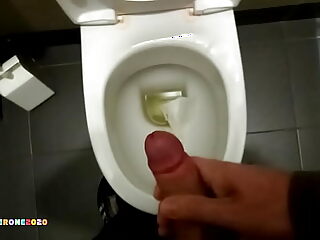 Public bathroom encounter leads to intense Asian gay masturbation and cum play.