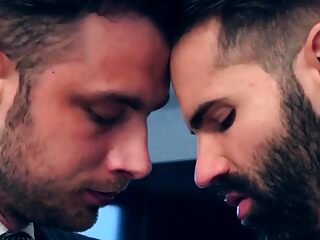 Bearded hunk Dani Robles gets his ass penetrated by Damon Heart in a hot Menatplay scene with steamy close-ups and intense action.